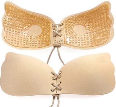 Strapless Plak Push BH - Vleugels met Vetersluiting - Cup A / Beige - Plakbeha A
