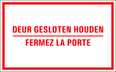 Deur gesloten houden sticker met tekst, NL & FRA 400 x 250 mm