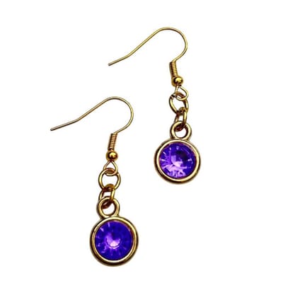 2 Love it Bling - Oorbellen - Lengte 4 cm - Stainless steel - Lila - Goudkleurig