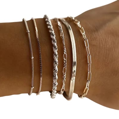 Livano Armband - Staal - Nep Zilver - Dames - 5 St - Zilver