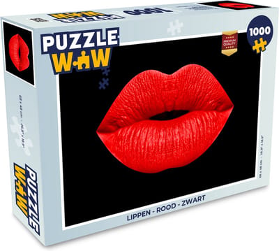 Puzzel Lippen - Rood - Zwart - Legpuzzel - Puzzel 1000 stukjes volwassenen