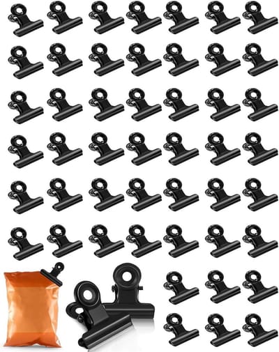Kleine bulldog paperclips - 50 stuks, multifunctionele mini metalen clips voor tags, foto's, tekeningen en kantoorbenodigdheden, zwart