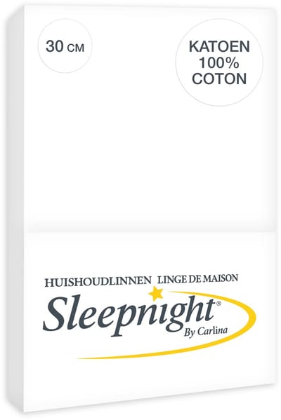 Sleepnight Hoeslaken Katoen 30 cm Wit - 90 x 200 cm - [Wit]
