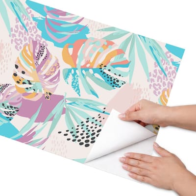 Coloray Meubel Wrap Folie - Turkoois Meubelfolie - 50x100 cm - Decoratiefolie Kleurrijk exotisme - Meubel Wrap Folie - Abstract Meubelfolie - Plakfolie Meubels - Keuken decoratie - Natuur