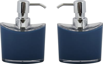 MSV Zeeppompje/dispenser Aveiro - 2x - PS kunststof - donkerblauw/zilver - 11 x 14 cm - 260 ml