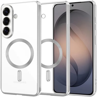 Hoesje geschikt voor Samsung Galaxy S26 - Techsuit Luxury Crystal Back Cover - Geschikt voor MagSafe - Transparant/Zilver