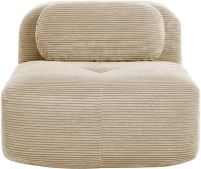 Corduroy sofa zonder armleuningen - modulair en frameloos - 1-2 persoons, 140x75 cm - beige - geen montage nodig - antislip - incl. kussen