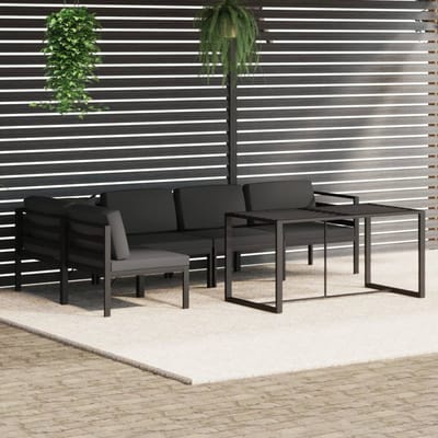 vidaXL - 6-delige - Loungeset - met - kussens - aluminium - antracietkleurig