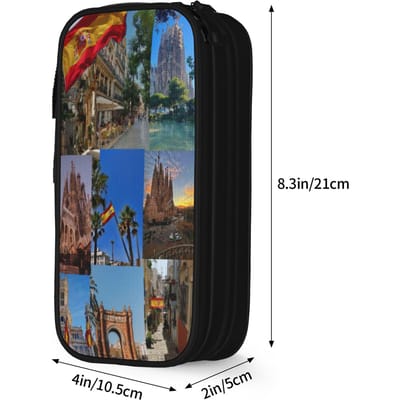 Klassieke Spaanse Vlag Etui Etuis Pennenhouder voor Meisje Jongen Grote Capaciteit Tas Schoolbenodigdheden Cadeau Schrijfwaren (as the picture,M)