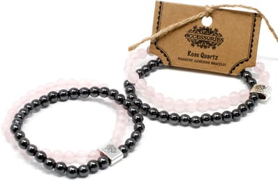 Dubbele Magnetische Gemstone Armband - Rose Quarz