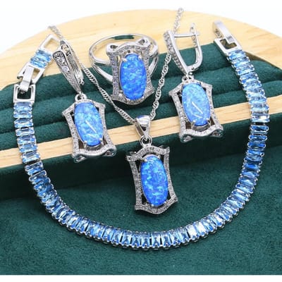 Mode High End Atmosferische Explosie van Australische Schat Ketting Oorbellen Ring Armband Sieradenset 10 yards
