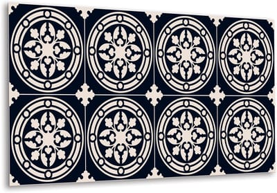 Tulup PVC Wandpaneel - Arabisch Patroon Vinyl Wandpaneel - 100 cm x 50 cm - Zwart Vinyl Wandpaneel - 1 stuk - Wandpaneel PVC - Mozaïek Wandbekleding - Wandpaneel Zelfklevend - Plaktegels Keuken en Badkamer