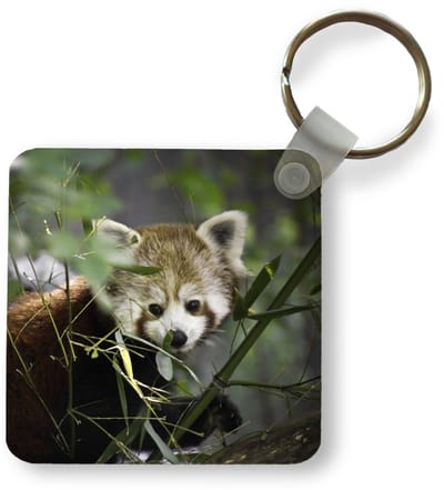 Sleutelhanger - Uitdeelcadeautjes - Rode Panda - Takken - Groen - Plastic