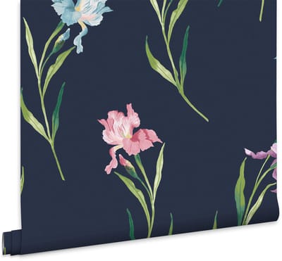 Laura Ashley Hawling Irises Behang - Bloemen - 10mx52cm - Blauw