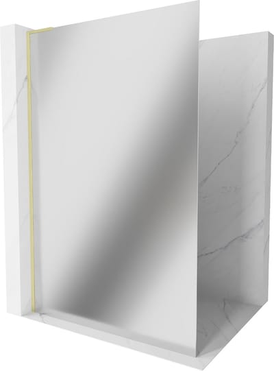 Mexen Kioto L douchezijdemuur inloop 70 x 200 , spiegel, goud geborsteld - 800-070-103-55-50