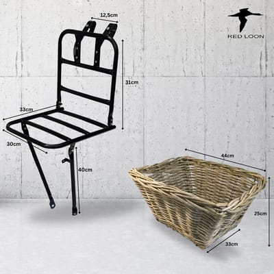 Fietsbagagedrager met mand - Voordrager fiets - Boodschappen vervoeren - Universeel toepasbaar - 10 kg draagvermogen - Beige
