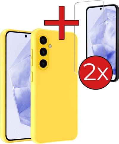 Hoesje - Met 2x Screenprotector - Geschikt voor Samsung Galaxy A35 - Sterk & Shockproof - Telefoon Hoes - Back Cover - Siliconen Case - Telefoonhoes - Geel
