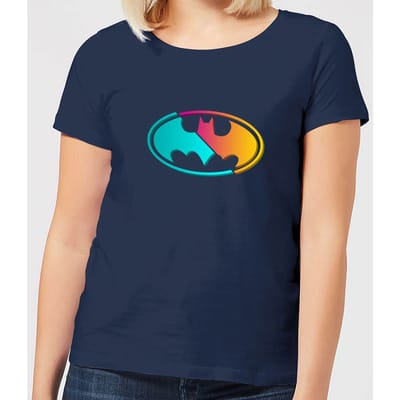 Justice League Neon Batman Women's T-Shirt - Navy - S
