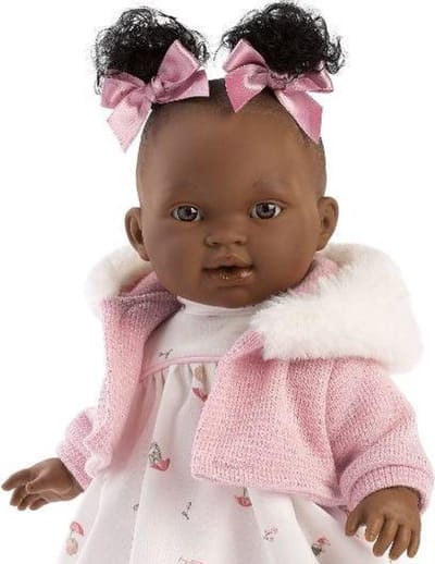 Llorens babypop donker softbody 38 cm met kleding en geluid