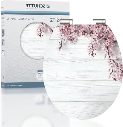 WC bril hout - Toiletdeksel zitting - Badkamer opfrissen - Houten kern hoogglans - Universele pasvorm - Houten bloemen