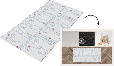 Keukenloper - Loper keuken - Line Art - Gezicht - Patroon - 120x60 cm - Keukenloper vinyl