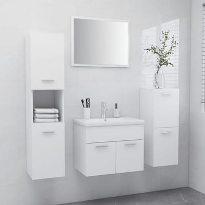 vidaXL - Badkamermeubelset - bewerkt - hout - wit
