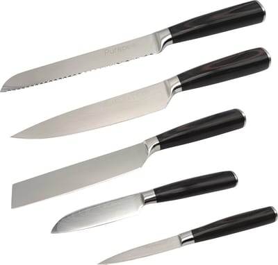 Purepeak Koksmessen Set 5 Stuks - Koksmes met Decoratief Damascus Print - Messenset Japans Design