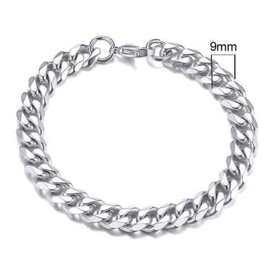 Zilverkleurige Roestvrij Stalen Armband 9mm - LMPiercings