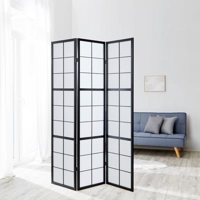 Homestyle4u Kamerscherm 3 panelen - 132x175 cm - Zwart - 3-delig - Shoji