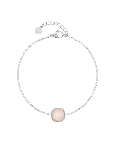 Mint15 Rozenkwarts Armband - Zilverkleur RVS/Stainless Steel