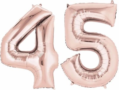 45 jaar verjaardag - Folie ballon cijfers - rose goud - 88 cm - versiering - feestarteikelen
