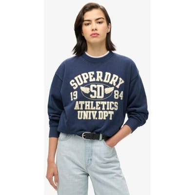 Superdry College Script Loose Sweatshirt Blauw Grootte: 42