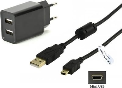 OneOne 2.1A lader met 2 poorten + 1,8m Mini USB kabel. Oplader en snoer past op Texas Instruments grafische rekenmachine TI-83, TI-83 Plus, TI-84 +, TI-84 + C, TI-84 + CE, TI-84 + SE, TI-84x, TI-86, TI-89, TI-89 Titanium, TI-Nspire / CAS / CX