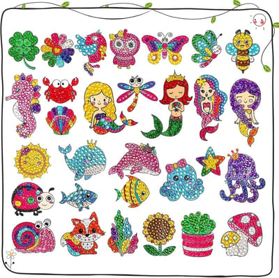 Diamant Schilderen Eenhoorn en Zeemeermin voor Kinderen - DIY 5D Stickers en Mozaïek Plakset voor Creatieve Knutselprojecten (30 stuks)