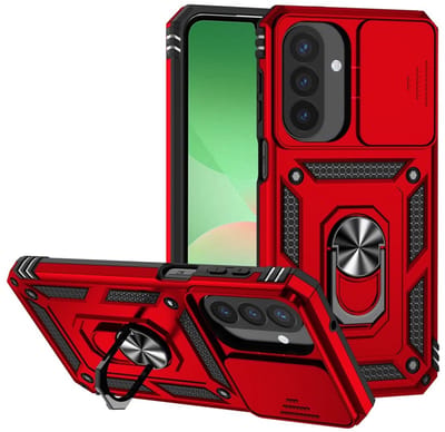Coverup Hoesje - Geschikt voor Samsung Galaxy A27 Hoesje - Coverup Armor Ring Kickstand Back Cover met Camera Shield - Rood