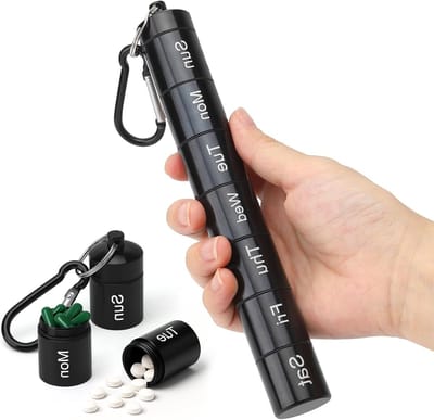 Compacte Pillendoos voor 7 Dagen - Waterdichte en Robuuste Organizer met 7 Verwijderbare Compartimenten voor Reizen, Kamperen en Wandelen