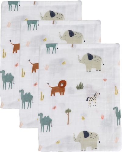 MamaLoes Jungle 15 x 21 cm 3 Stuks Hydrofiel Washandjes