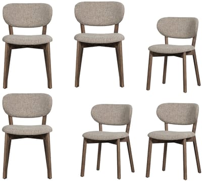 WOOOD Udar Eetkamerstoelen Houten Frame - Donkerbruin - Set van 6