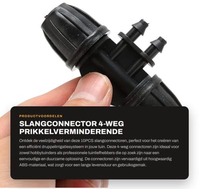 Dailygoods- Slangconnector 4-weg Prikkelverminderende Connector - Eenvoudig Te Gebruiken - Duurzaam ABS-Materiaal - Onderhoudsvrij Druppelirrigatiesysteem - Veilig en Lekvrij - Veelzijdige Toepassingen - Slangverbinder