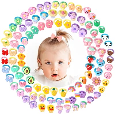 100 stuks babyhaarelastiekjes, schattige haarelastiekjes voor kinderen, haarstrikken, zachte, naadloze paardenstaarthouders voor peuters, baby's, meisjes (kleurrijk)