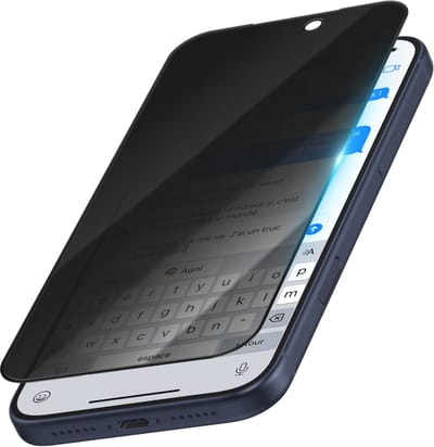 Tactical, Screenprotector geschikt voor iPhone 17 Pro - Privacy Tempered Glass 5D, Transparant zwart