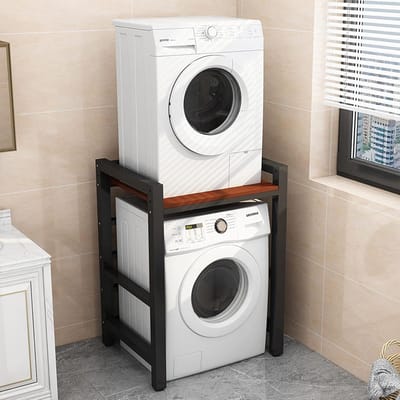 Opbergrek Wasmachine - Huishoudelijk rek - Ruimte Besparen - Sterk Koolstofstaal - 75 x 65 x 105 cm - Zwart