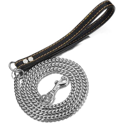 Cordelette de Traction Dorée Solide en Acier Inoxydable de 10 mm de Large Chaîne pour Chien Est Utilisée Pour Dresser les Animaux de Compagnie (Silver,2ft-60cm) argenté