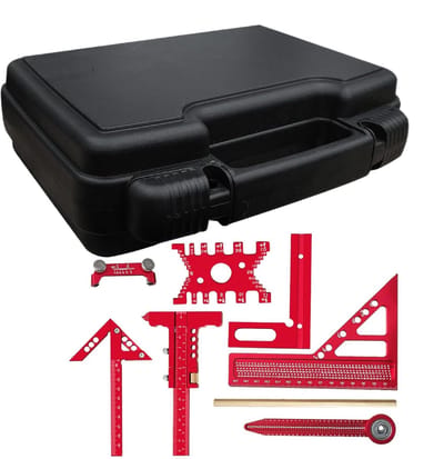 Combi-liniaal Set - Houtbewerkingshoek Meter - Nauwkeurig Tekenen - Multi-hoek Snelheidsapparaat - 9 Delige Set - Aluminium