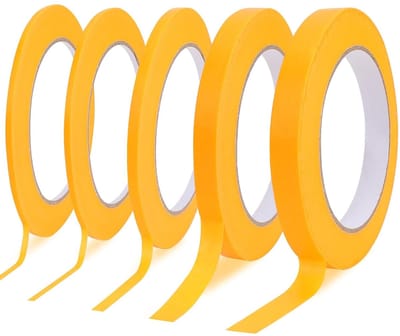 5 Rollen Zelfklevende Fineline Tape voor Schilderen - Maskingtape voor Auto, Decoratie en Klussen - 1.5/3/5/10/12mm x 50m Oranje
