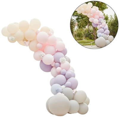 Luxe Pink, Lilac & Grey Balloon Arch met Hortensia