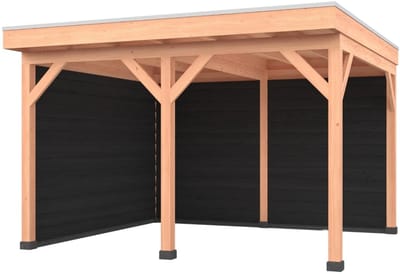 Douglas overkapping, 400 x 350, met achterwand en zijwand, Westwood Comfort Plus Zwart