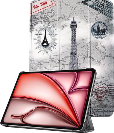 Hoes - Geschikt voor Apple iPad Air (2024/2025/2026) - 11 inch - Dun & Stevig - Trifold Bookcase - Hard Cover - Hardcover Book Case - Tablet Hoesje - Eiffeltoren