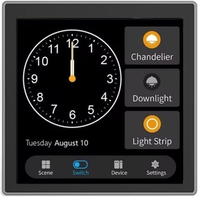 Paneelschakelaar Touchscreen - Smart Home Bediening - Sfeerverlichting Instellen - Zigbee Smart Switch - 86x86x11mm - Zwart