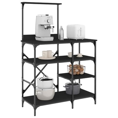 vidaXL - Bakkersrek - 90x40x132 - cm - bewerkt - hout - en - metaal - zwart